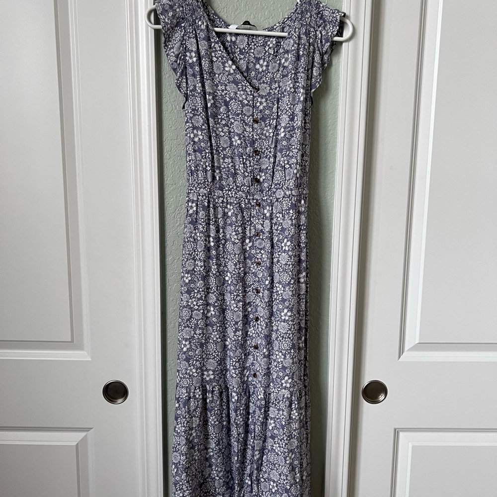 Floral Blue Sleeveless Dress